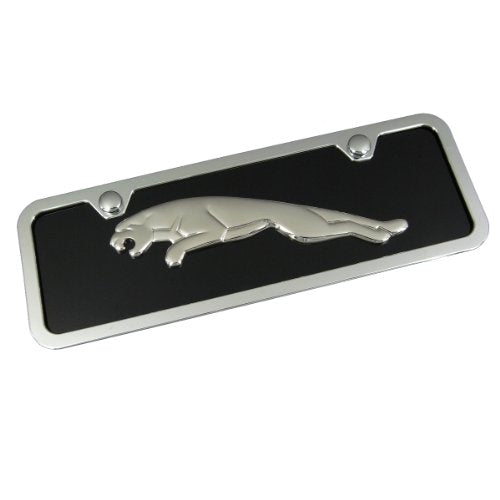 Jaguar Chrome Logo On Mini License Plate + Frame