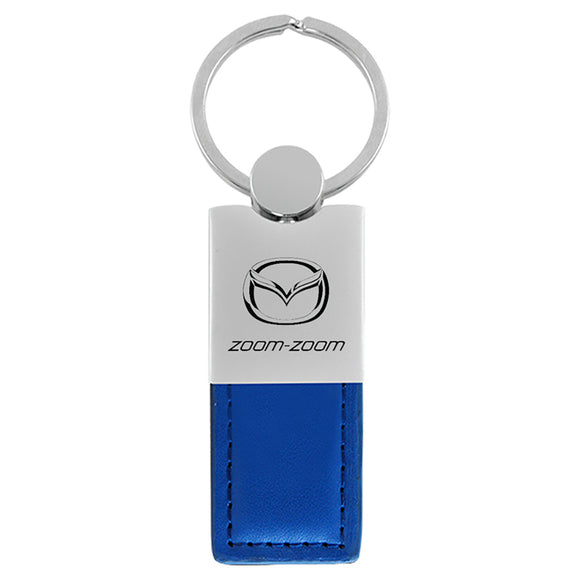 Mazda Zoom Zoom Keychain & Keyring - Duo Premium Blue Leather