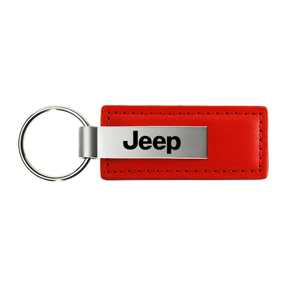 Jeep Keychain & Keyring - Red Premium Leather