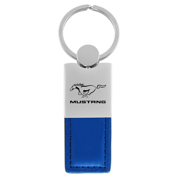 Ford Mustang Keychain & Keyring - Duo Premium Blue Leather