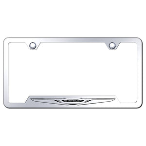 Chrysler Logo License Plate Frame - Laser Etched Cut-Out Frame - Stainless Steel