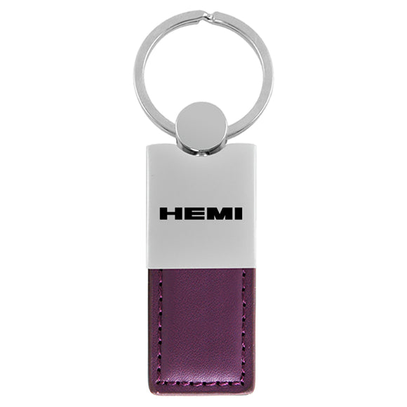 Dodge Hemi Keychain & Keyring - Duo Premium Purple Leather