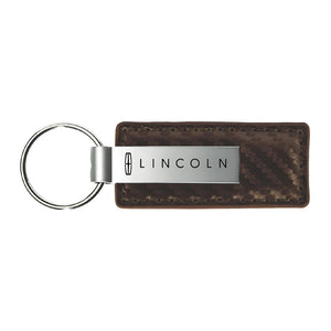 Lincoln Keychain & Keyring - Brown Carbon Fiber Texture Leather