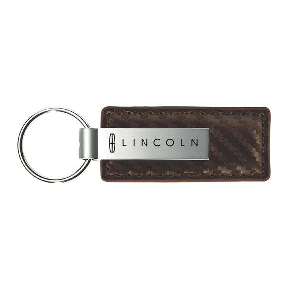 Lincoln Keychain & Keyring - Brown Carbon Fiber Texture Leather