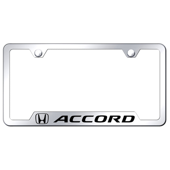 Honda Accord License Plate Frame - Laser Etched Cut-Out Frame - Stainless Steel