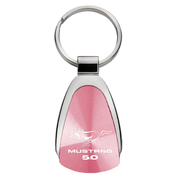 Ford Mustang 5.0 Keychain & Keyring - Pink Teardrop