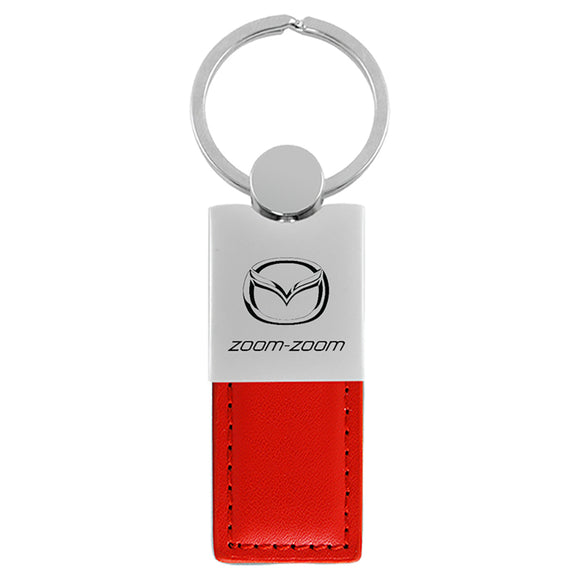 Mazda Zoom Zoom Keychain & Keyring - Duo Premium Red Leather