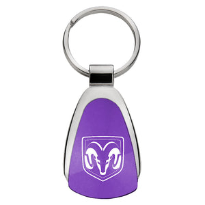 Dodge Ram Head Keychain & Keyring - Purple Teardrop