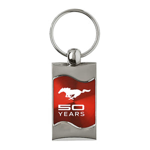 Ford Mustang 50 Years Keychain & Keyring - Red Wave