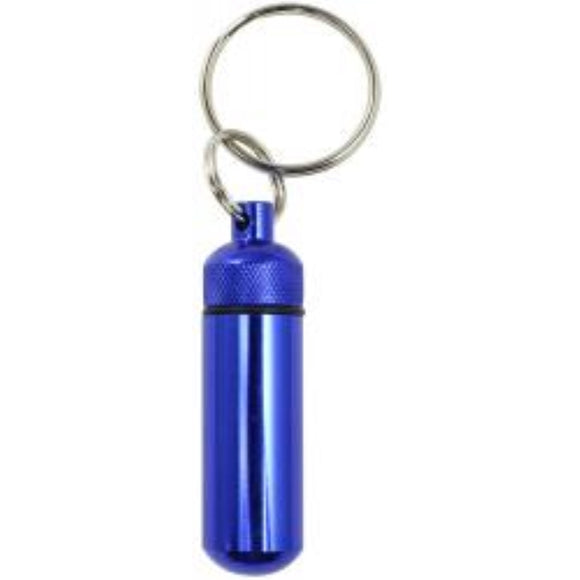 Waterproof Capsule Keychain & Keyring - Large - Blue