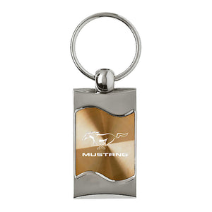 Ford Mustang Keychain & Keyring - Gold Wave