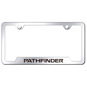 Nissan Pathfinder License Plate Frame - Laser Etched Cut-Out Frame - Stainless Steel