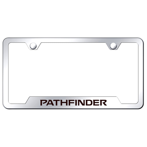 Nissan Pathfinder License Plate Frame - Laser Etched Cut-Out Frame - Stainless Steel