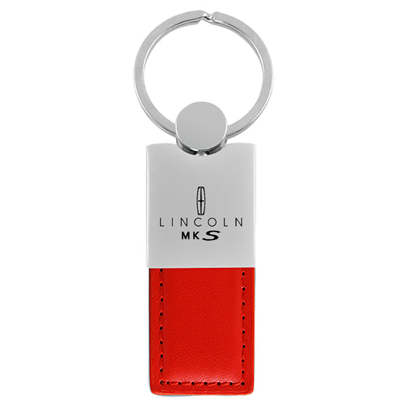 Lincoln MKS Keychain & Keyring - Duo Premium Red Leather