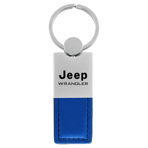 Jeep Wrangler Keychain & Keyring - Duo Premium Blue Leather