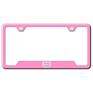 Jeep Grill License Plate Frame - Laser Etched Cut-Out Frame - Pink