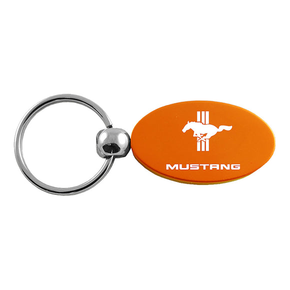 Ford Mustang Tri-Bar Keychain & Keyring - Orange Oval