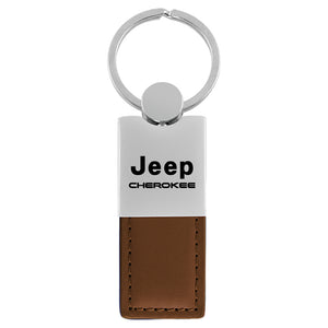 Jeep Cherokee Keychain & Keyring - Duo Premium Brown Leather