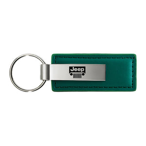 Jeep Grill Keychain & Keyring - Green Premium Leather