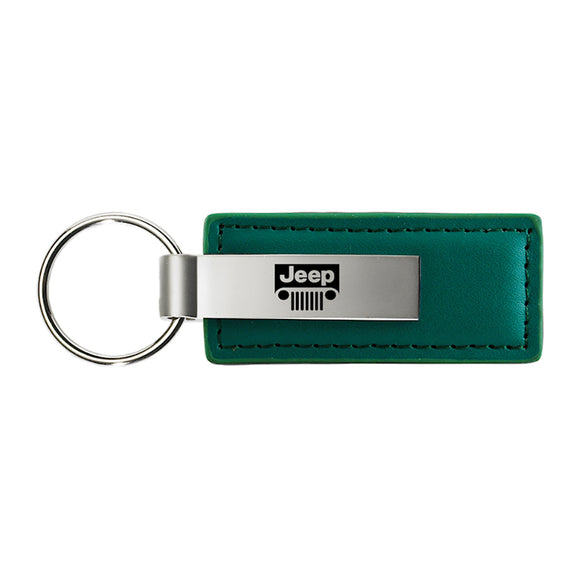 Jeep Grill Keychain & Keyring - Green Premium Leather
