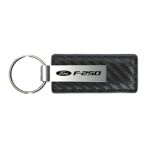 Ford F-250 Keychain & Keyring - Gun Metal Carbon Fiber Texture Leather
