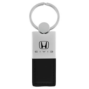Honda Civic Reversed Keychain & Keyring - Duo Premium Black Leather