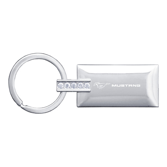 Ford Mustang Keychain & Keyring - Rectangle with Bling White