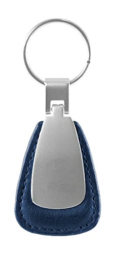 Metal Promotional Keychain & Keyring - Blue Leather Teardrop