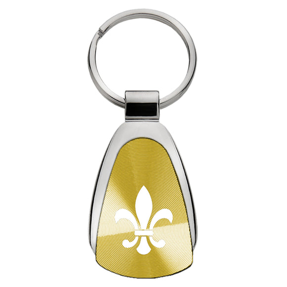 Fleur-De-Lis Keychain & Keyring - Gold Teardrop