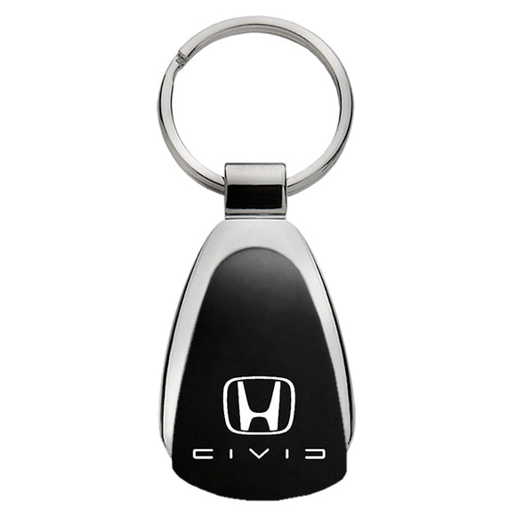 Honda Civic Reverse C Keychain & Keyring - Black Teardrop