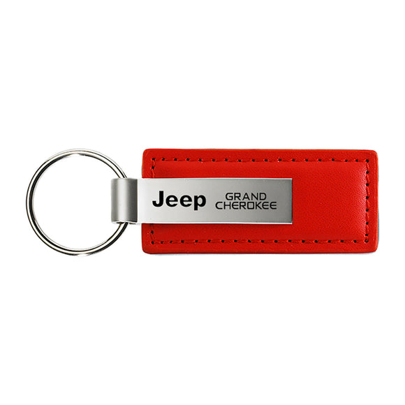 Jeep Grand Cherokee Keychain & Keyring - Red Premium Leather