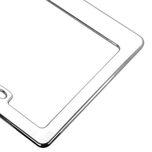 Blank Flat License Plate Frame with Silver Metal Frame - 2 Hole
