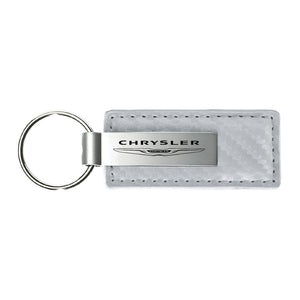 Chrysler Keychain & Keyring - White Carbon Fiber Texture Leather