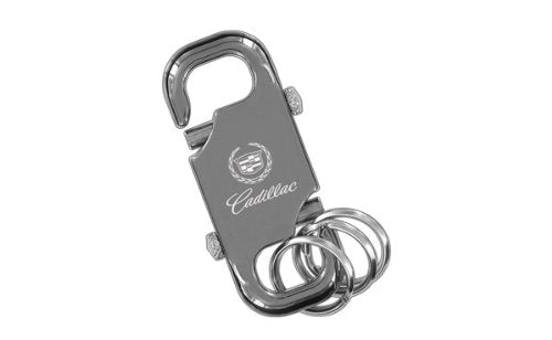 Cadillac Black Nickel Dual Clip Multi-Rings Key Chain Keychain Fob