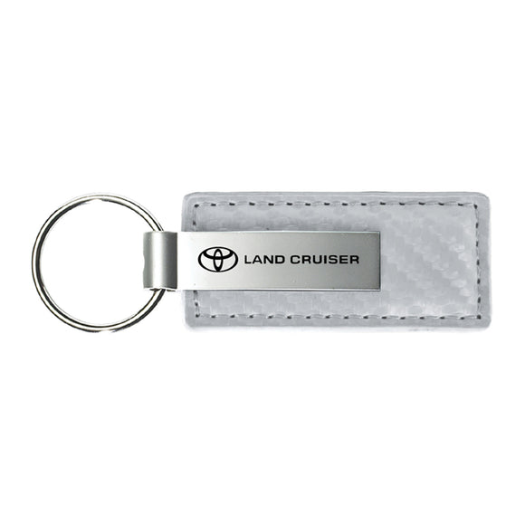 Toyota Land Cruiser Keychain & Keyring - White Carbon Fiber Texture Leather
