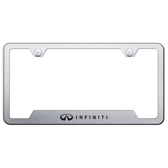 Infiniti License Plate Frame - Laser Etched Cut-Out Frame - Brushed