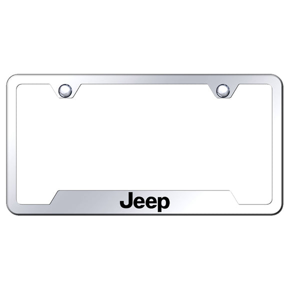 Jeep License Plate Frame - Laser Etched Cut-Out Frame - Stainless Steel