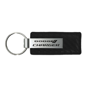Dodge Charger Keychain & Keyring - Carbon Fiber Texture Leather