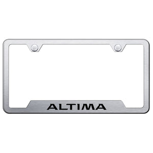 Nissan Altima License Plate Frame - Laser Etched Cut-Out Frame - Brushed