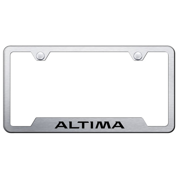 Nissan Altima License Plate Frame - Laser Etched Cut-Out Frame - Brushed