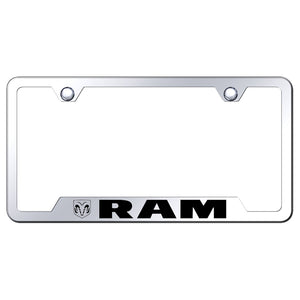 Dodge Ram License Plate Frame - Laser Etched Cut-Out Frame - Stainless Steel