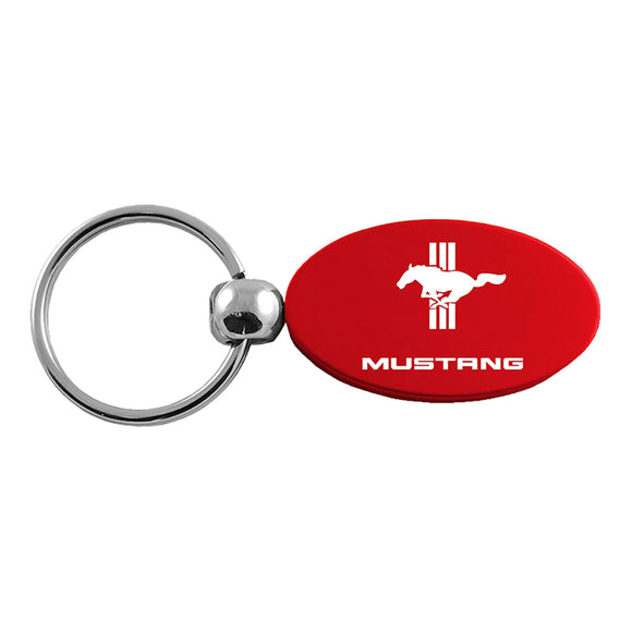 Ford Mustang Tri-Bar Keychain & Keyring - Red Oval