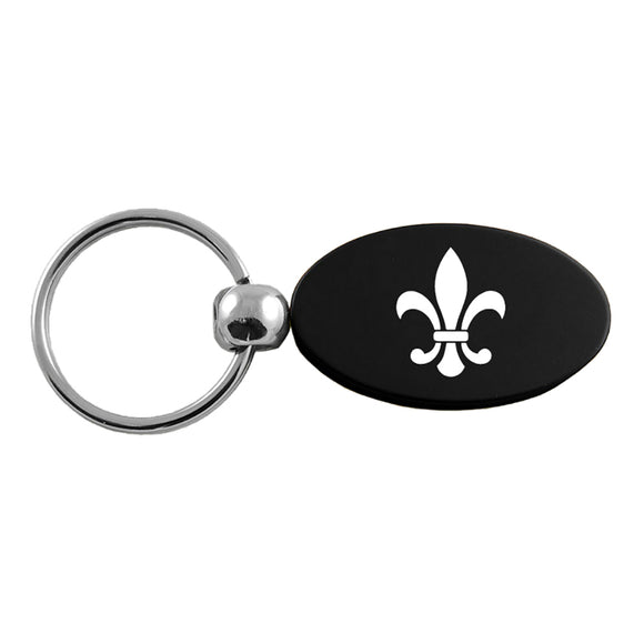Fleur-De-Lis Keychain & Keyring - Black Oval