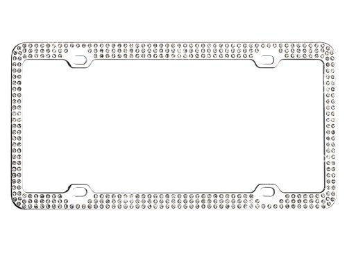 Chrome License Plate Frame with Crystals - 4 Hole