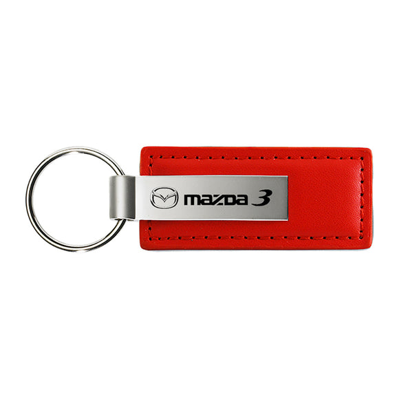 Mazda 3 Keychain & Keyring - Red Premium Leather