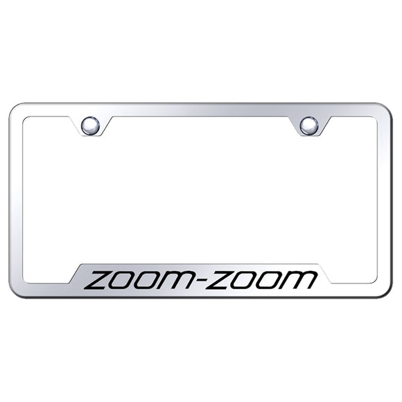 Mazda Zoom Zoom License Plate Frame - Laser Etched Cut-Out Frame - Stainless Steel