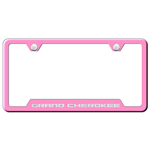 Jeep Grand Cherokee License Plate Frame - Laser Etched Cut-Out Frame - Pink