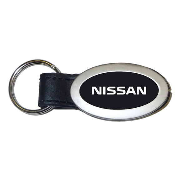 Nissan Keychain & Keyring - Black Leather Oval