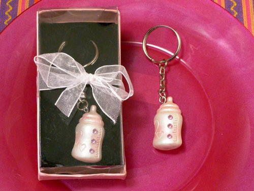 Baby Keychain & Keyring - Pink Baby Bottle