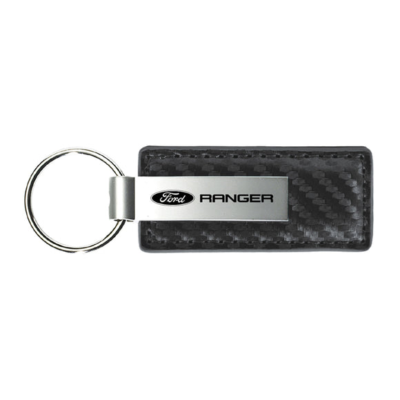 Ford Ranger Keychain & Keyring - Gun Metal Carbon Fiber Texture Leather